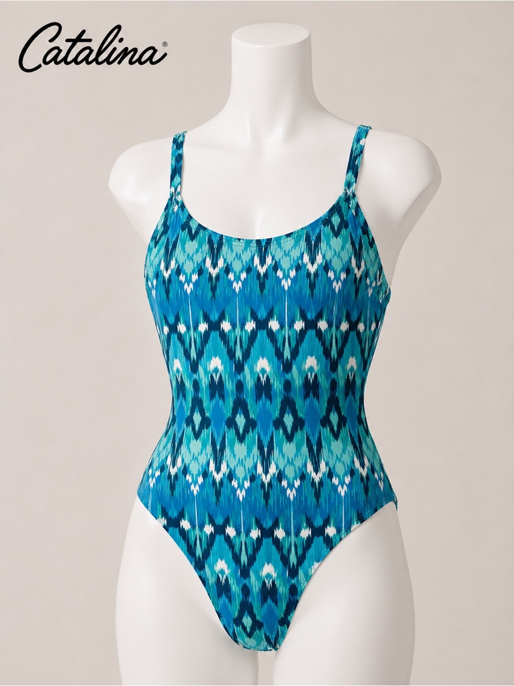 Catalina Teal and Aqua Ikat One-Piece Swimsuit